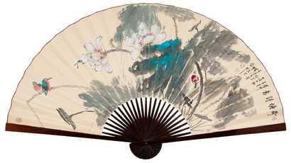 马相伯 花鸟成扇 镜心
